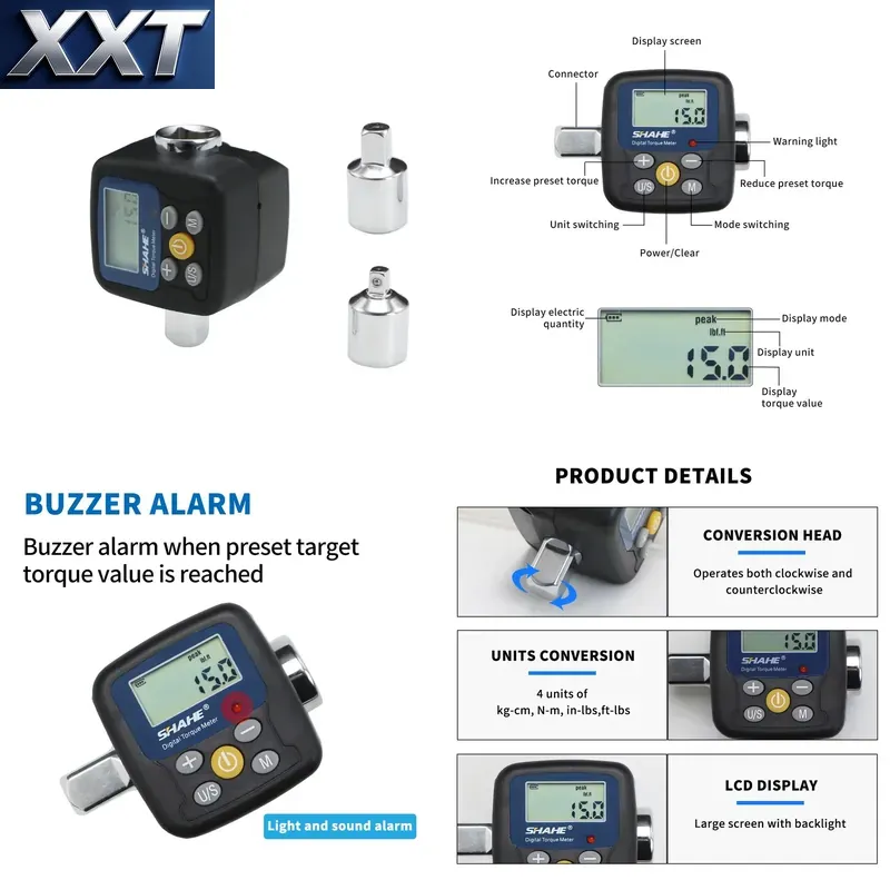 Torque Wrench - XXT Shahe Digitale Momentsleuteladapter Elektronisch Momentsleutelgereedschap
